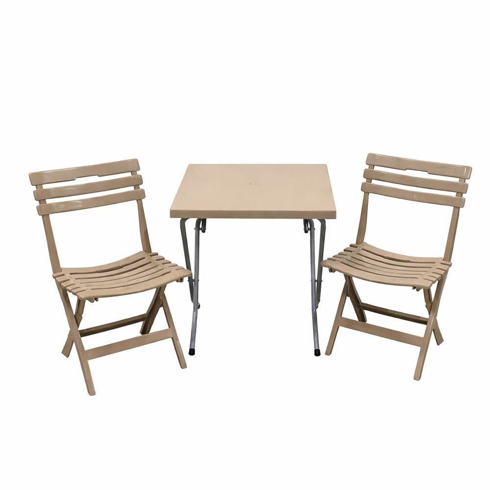 Alezy CRN Katlanabilir Plastik Masa Sandalye Takımı - Balkon, Bahçe ve Teras İçin Az Yer Kaplayan Set