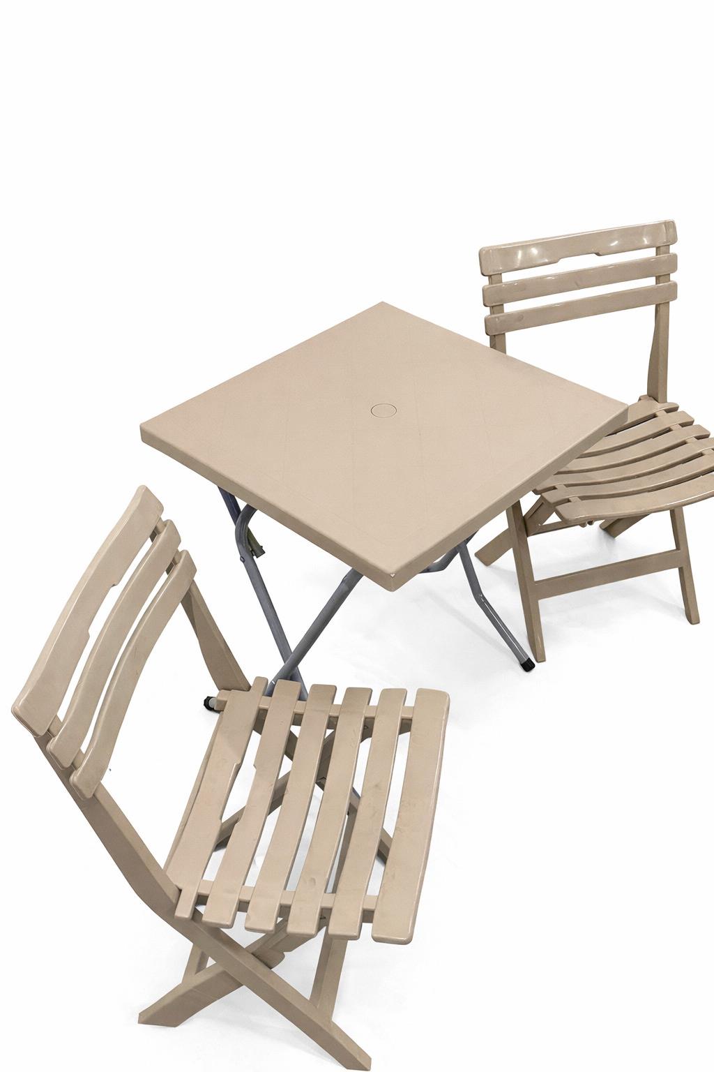 Alezy CRN Katlanabilir Plastik Masa Sandalye Takımı - Balkon, Bahçe ve Teras İçin Az Yer Kaplayan Set