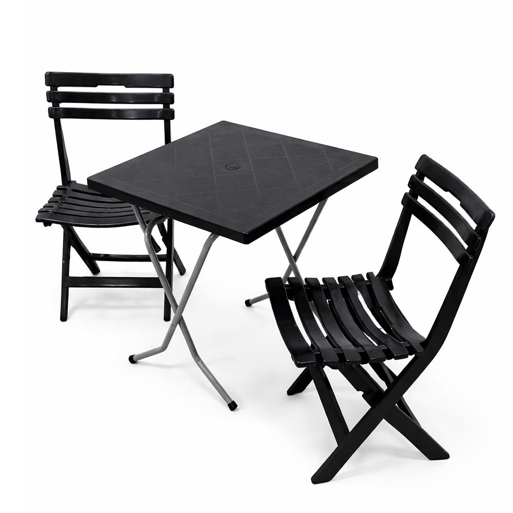 Alezy CRN Katlanabilir Plastik Masa Sandalye Takımı - Balkon, Bahçe ve Teras İçin Az Yer Kaplayan Set