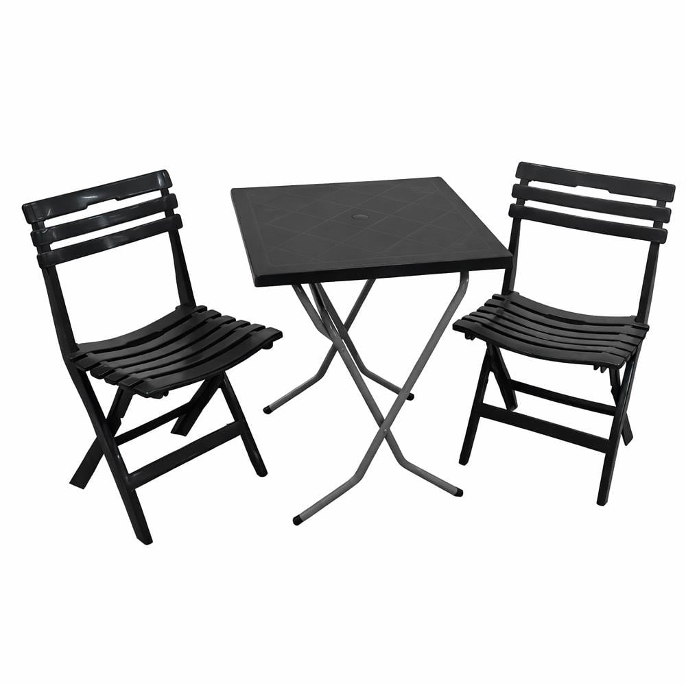 Alezy CRN Katlanabilir Plastik Masa Sandalye Takımı - Balkon, Bahçe ve Teras İçin Az Yer Kaplayan Set