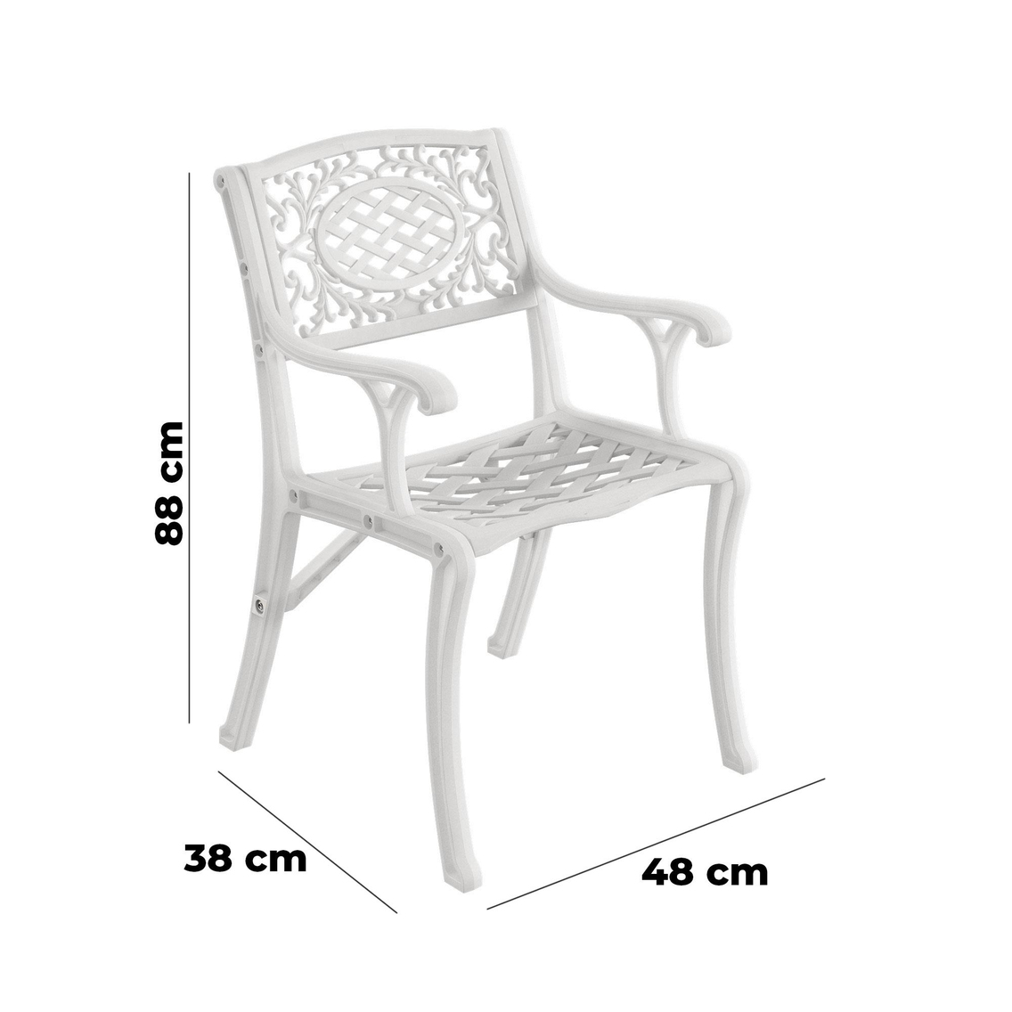 Alezy Cunda Masa Takımı 75x150cm Dikdörtgen Masa 6 Adet Cunda Koltuk Ferforje Görünümlü Set