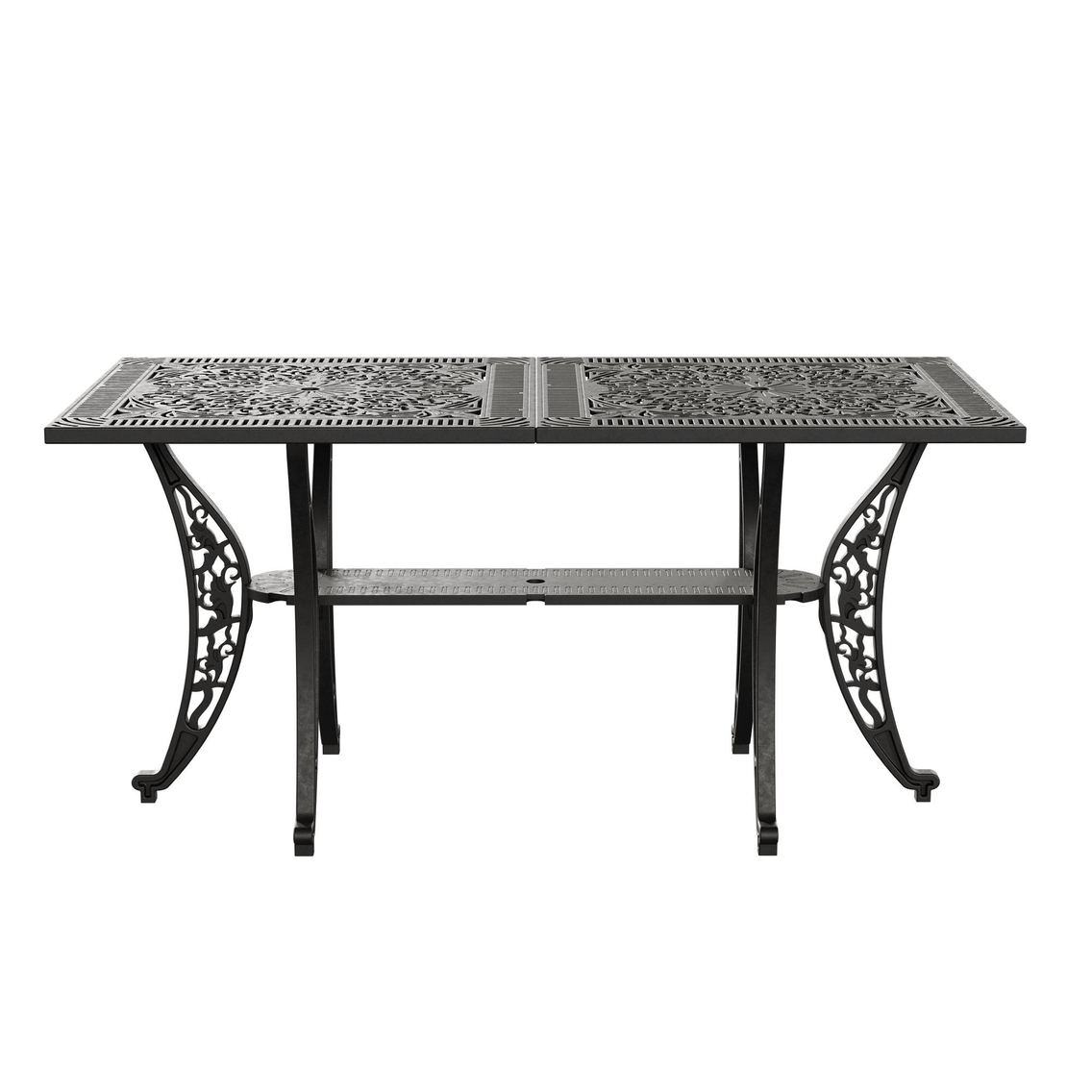 Alezy Cunda Masa Takımı 75x150cm Dikdörtgen Masa 6 Adet Cunda Koltuk Ferforje Görünümlü Set