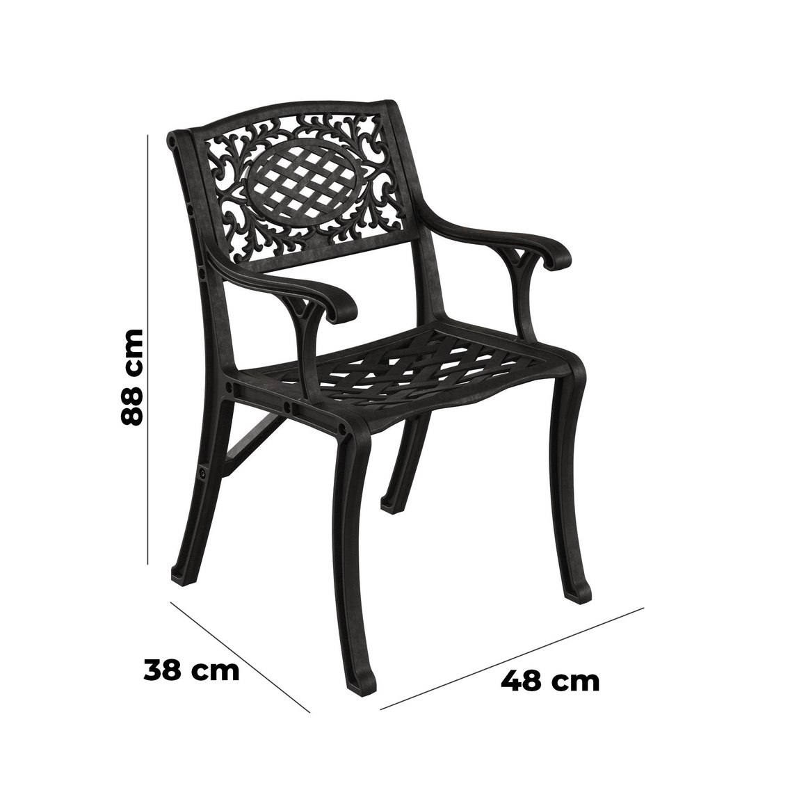 Alezy Cunda Masa Takımı 75x150cm Dikdörtgen Masa 6 Adet Cunda Koltuk Ferforje Görünümlü Set