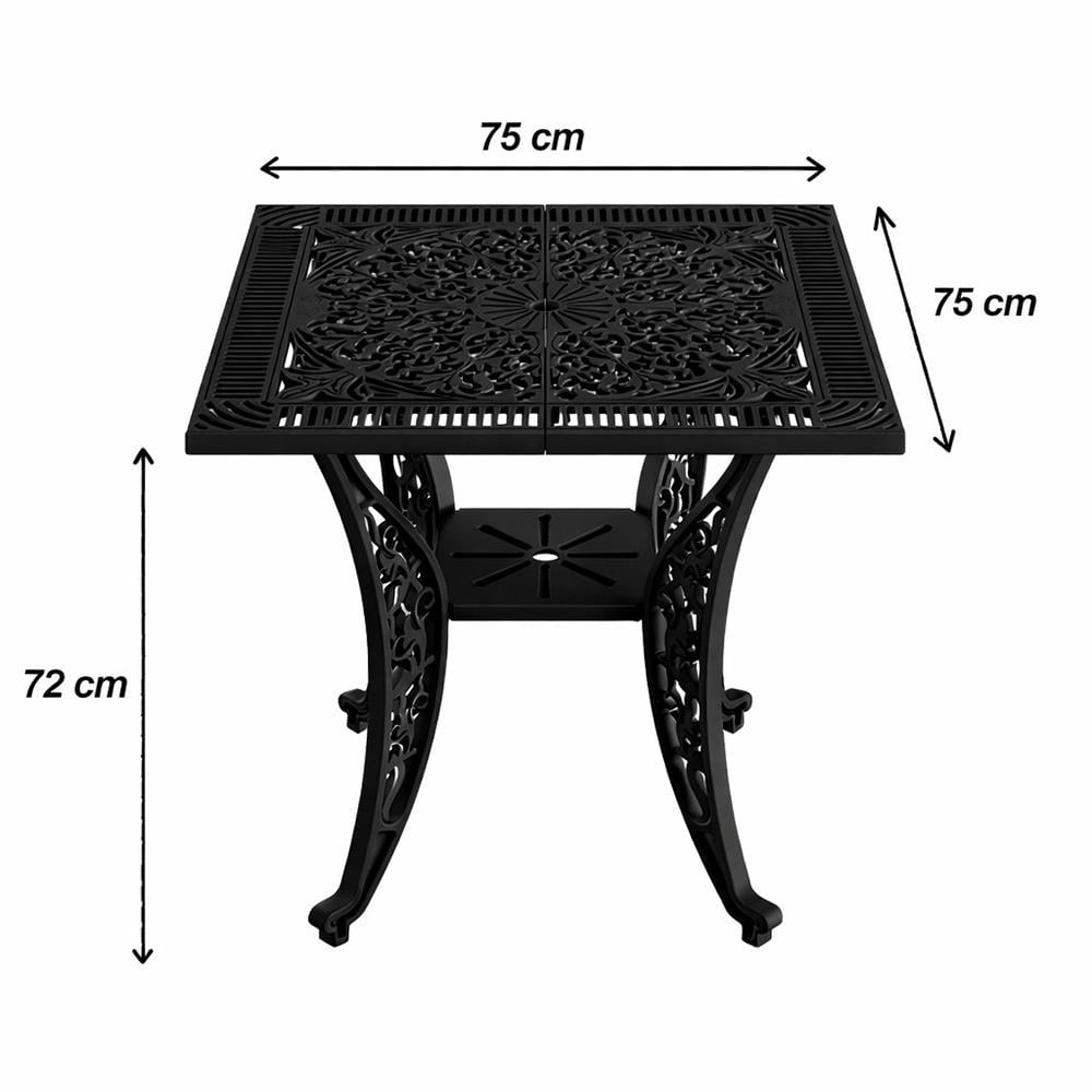 Alezy Cunda Masa Takımı 75x75cm Kare Masa 3 Adet Cunda Koltuk Ferforje Görünümlü Set