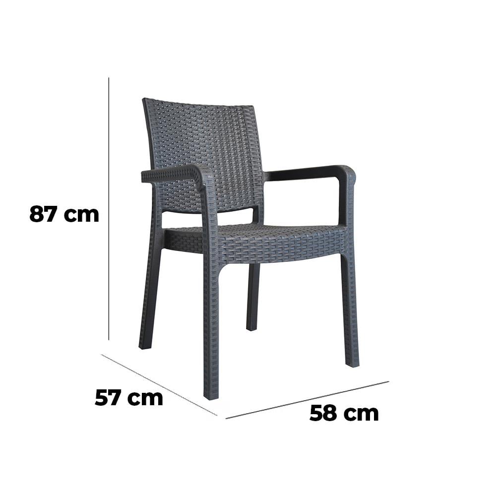 Alezy HK730 Troya Antrasit Rattan Desenli Koltuk | ID6194