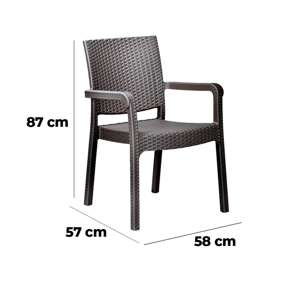 Alezy HK730 Troya Eko Rattan Desenli Koltuk Kahverengi | ID6018