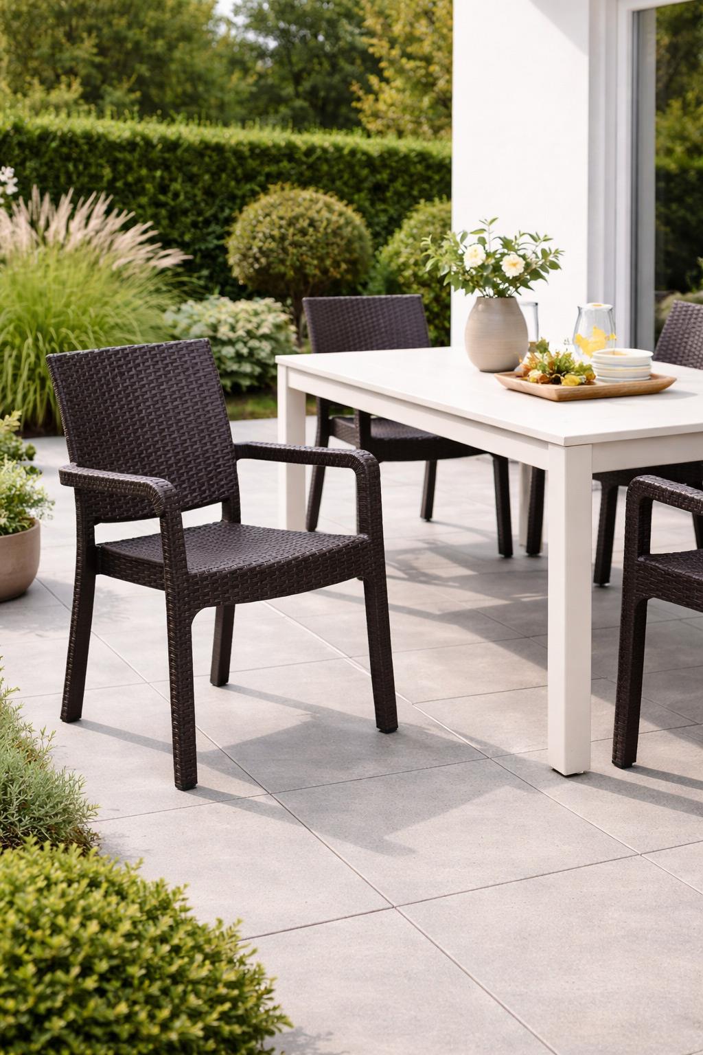 Alezy HK730 Troya Eko Rattan Desenli Koltuk Kahverengi | ID6018