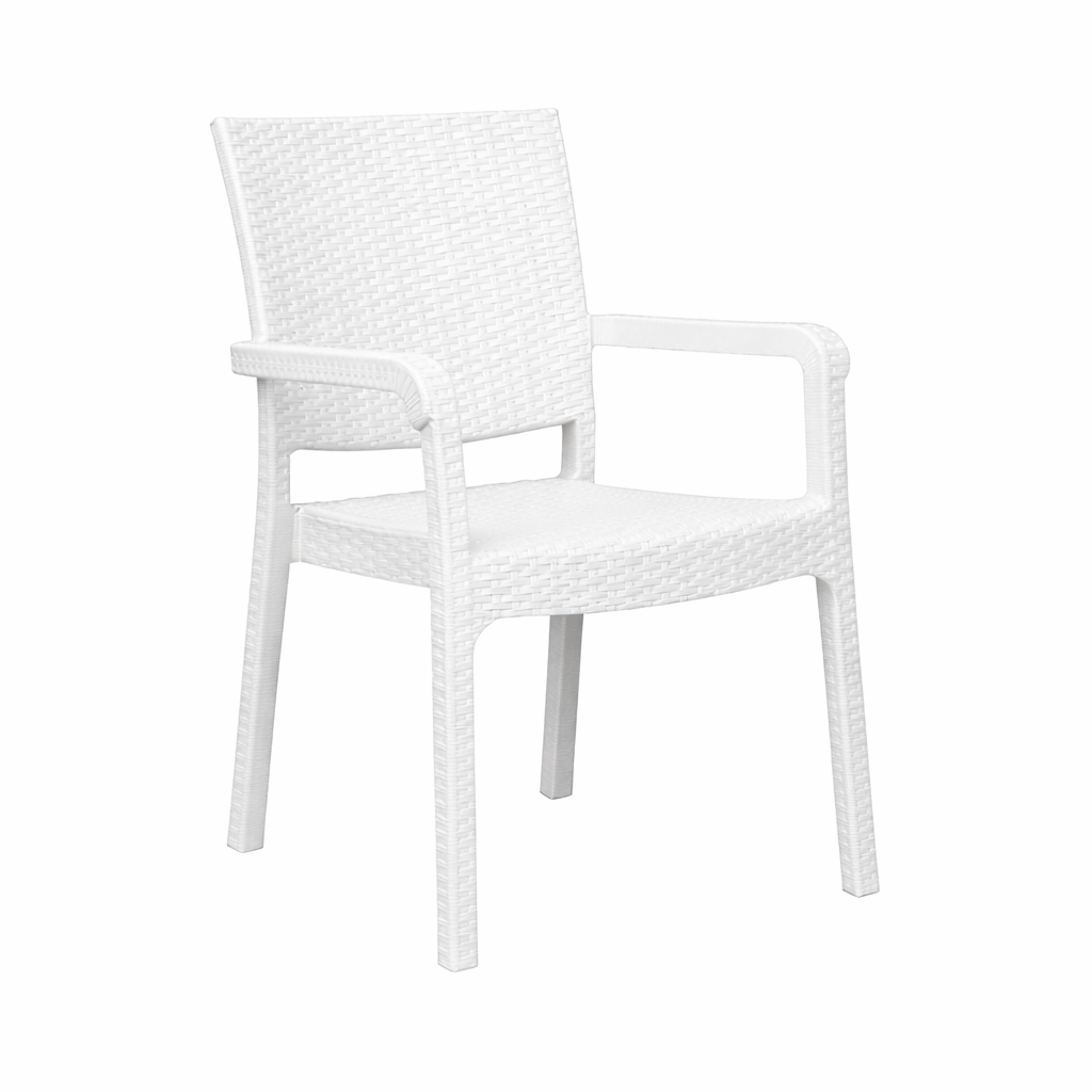 Alezy HK730 Troya Eko Rattan Desenli Koltuk Beyaz