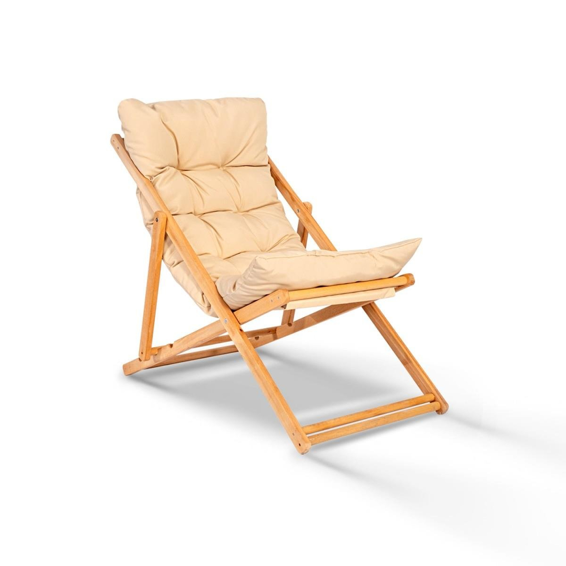 Alezy İkili Ahşap Plaj, Havuz, Sahil Şezlongu Minderli Plaj Masalı | ID6534