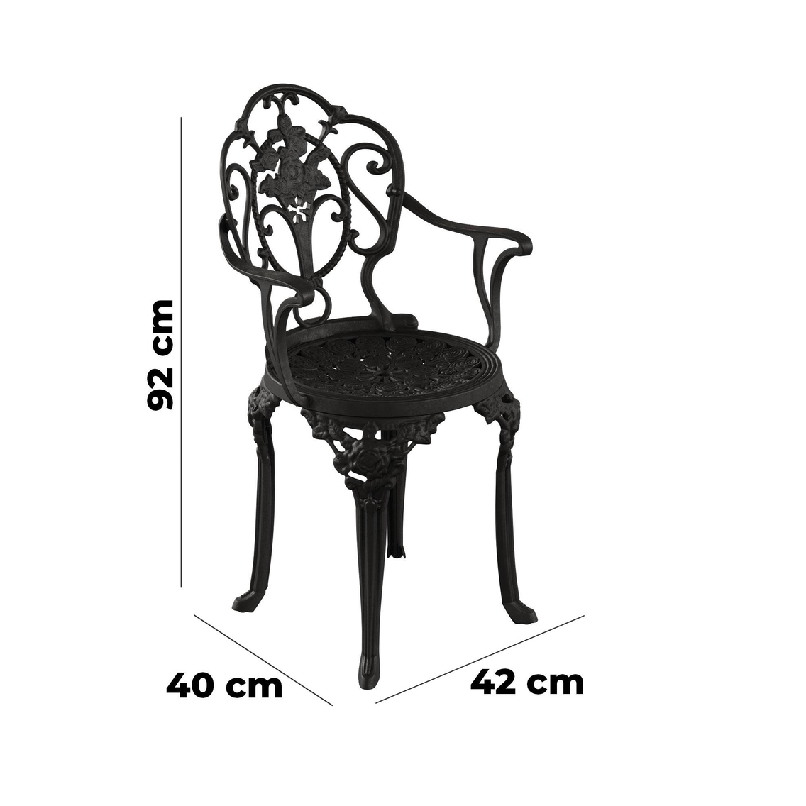 Alezy Isparta Masa Takımı Ø75 cm Yuvarlak Masa 3 Adet Isparta Koltuk Ferforje Görünümlü Set
