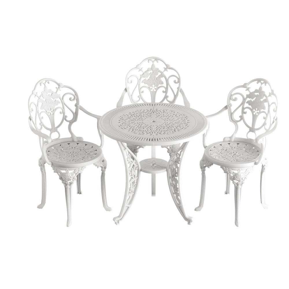 Alezy Isparta Masa Takımı Ø75 cm Yuvarlak Masa 3 Adet Isparta Koltuk Ferforje Görünümlü Set