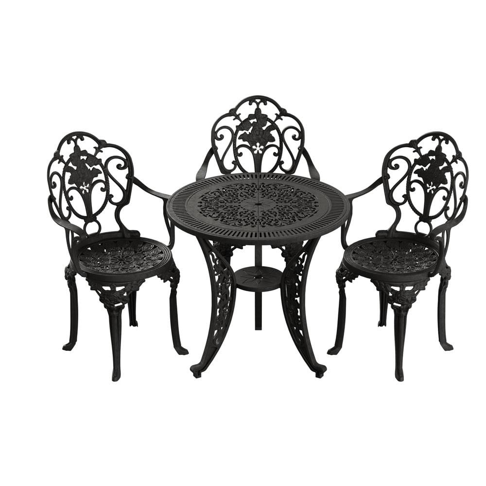 Alezy Isparta Masa Takımı Ø75 cm Yuvarlak Masa 3 Adet Isparta Koltuk Ferforje Görünümlü Set
