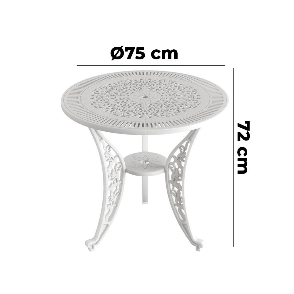 Alezy Isparta Masa Takımı Ø75 cm Yuvarlak Masa 3 Adet Isparta Koltuk Ferforje Görünümlü Set