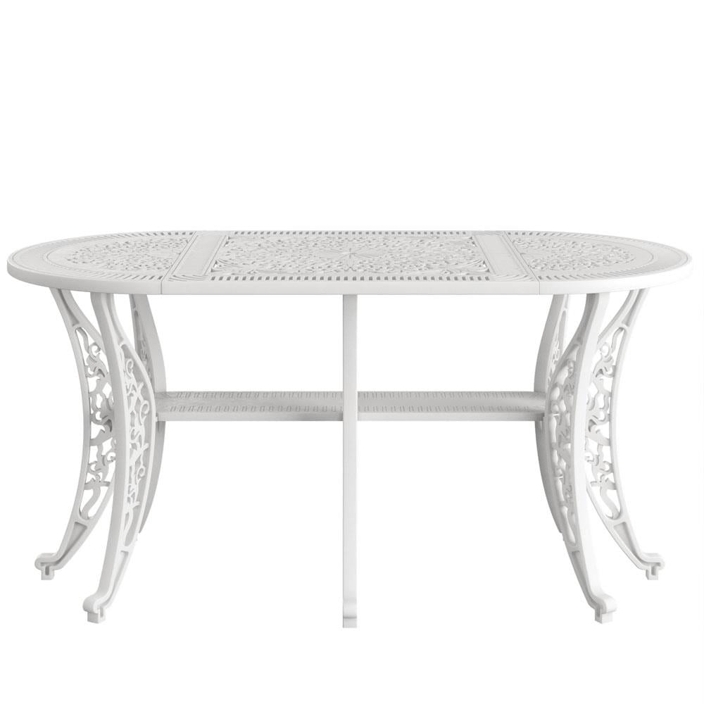 Alezy Isparta Masa Takımı 75x150 cm Oval Masa 6 Adet Isparta Koltuk Ferforje Görünümlü Set