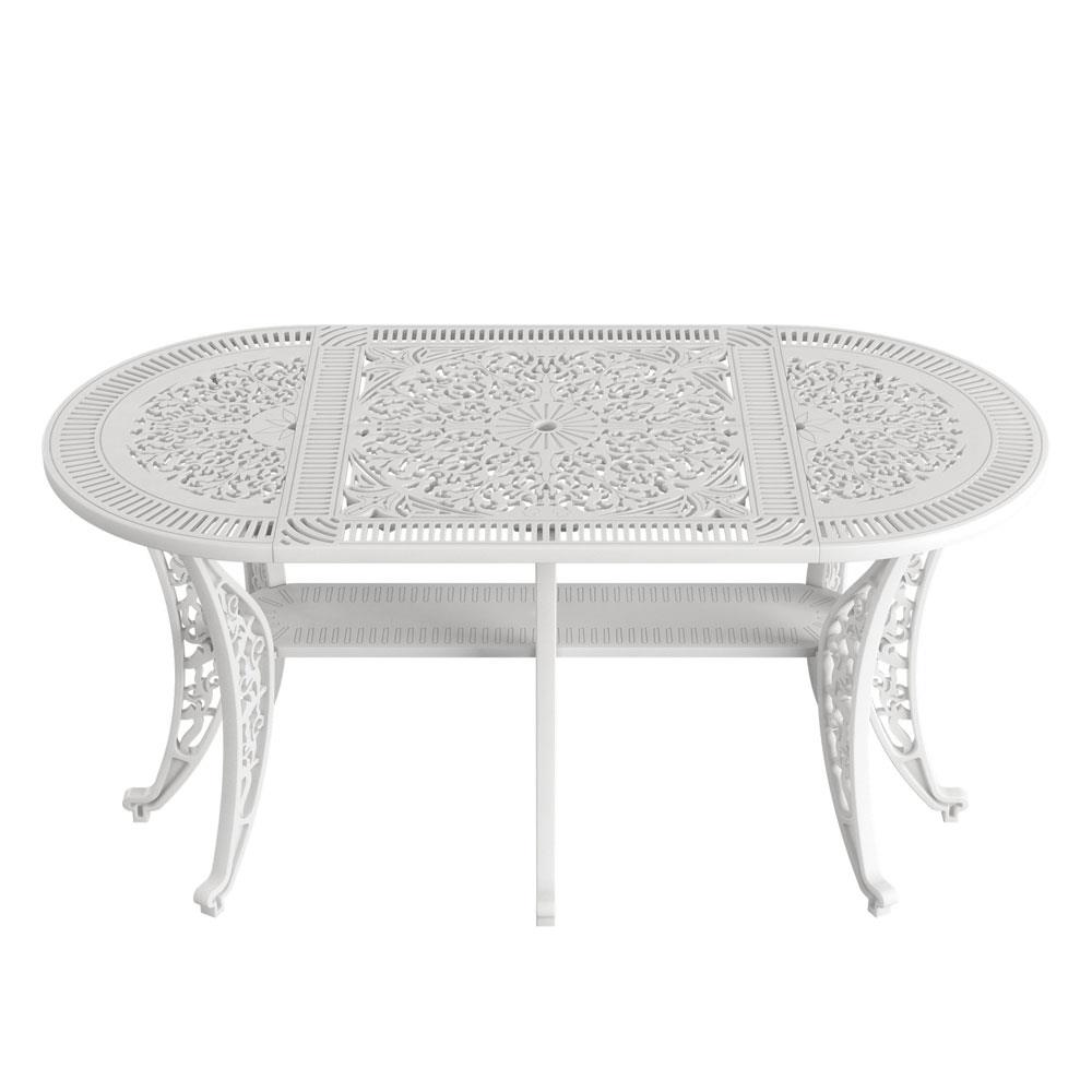 Alezy Isparta Masa Takımı 75x150 cm Oval Masa 6 Adet Isparta Koltuk Ferforje Görünümlü Set