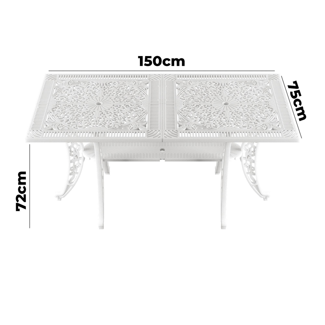 Alezy İstanbul Ferforje Görünümlü Demonte Dikdörtgen Masa 75x150 cm