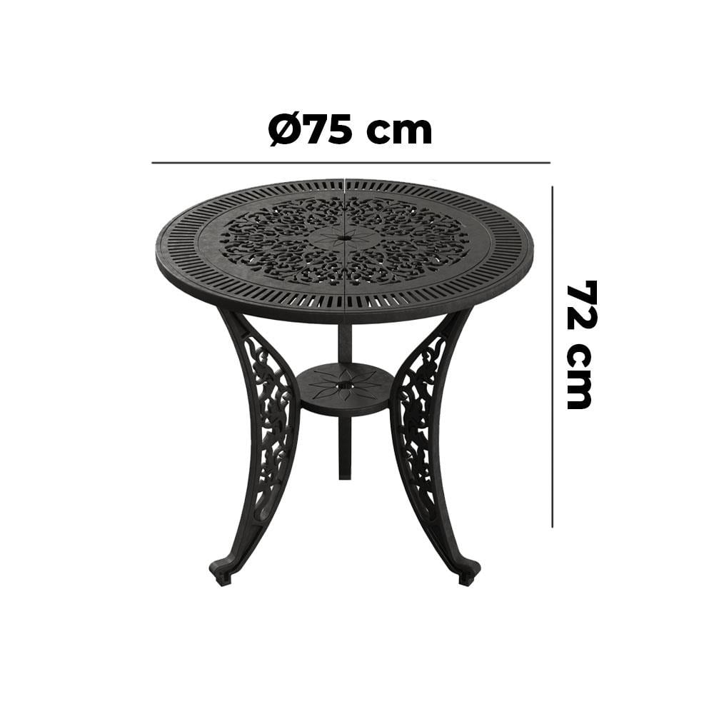 Alezy İstanbul Ferforje Görünümlü Demonte Yuvarlak Masa Ø 75 cm