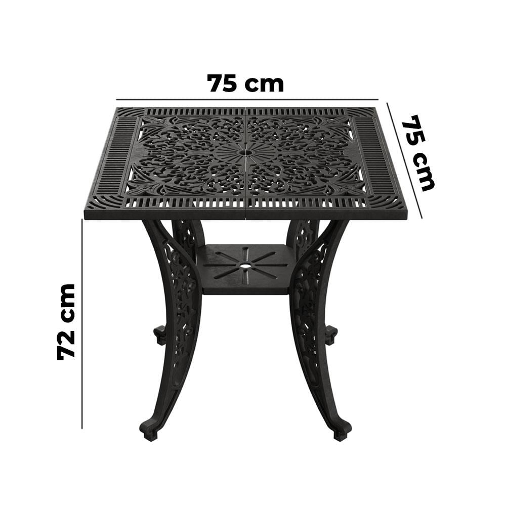 Alezy İstanbul Masa Takımı 75 cm Kare Masa 4 Adet İstanbul Koltuk Ferforje Görünümlü Set