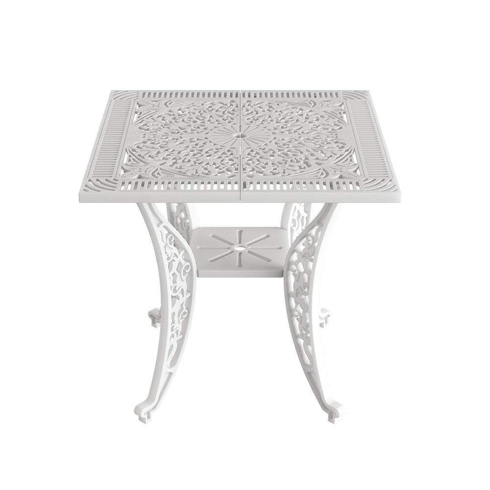 Alezy İstanbul Masa Takımı 75 cm Kare Masa 4 Adet İstanbul Koltuk Ferforje Görünümlü Set