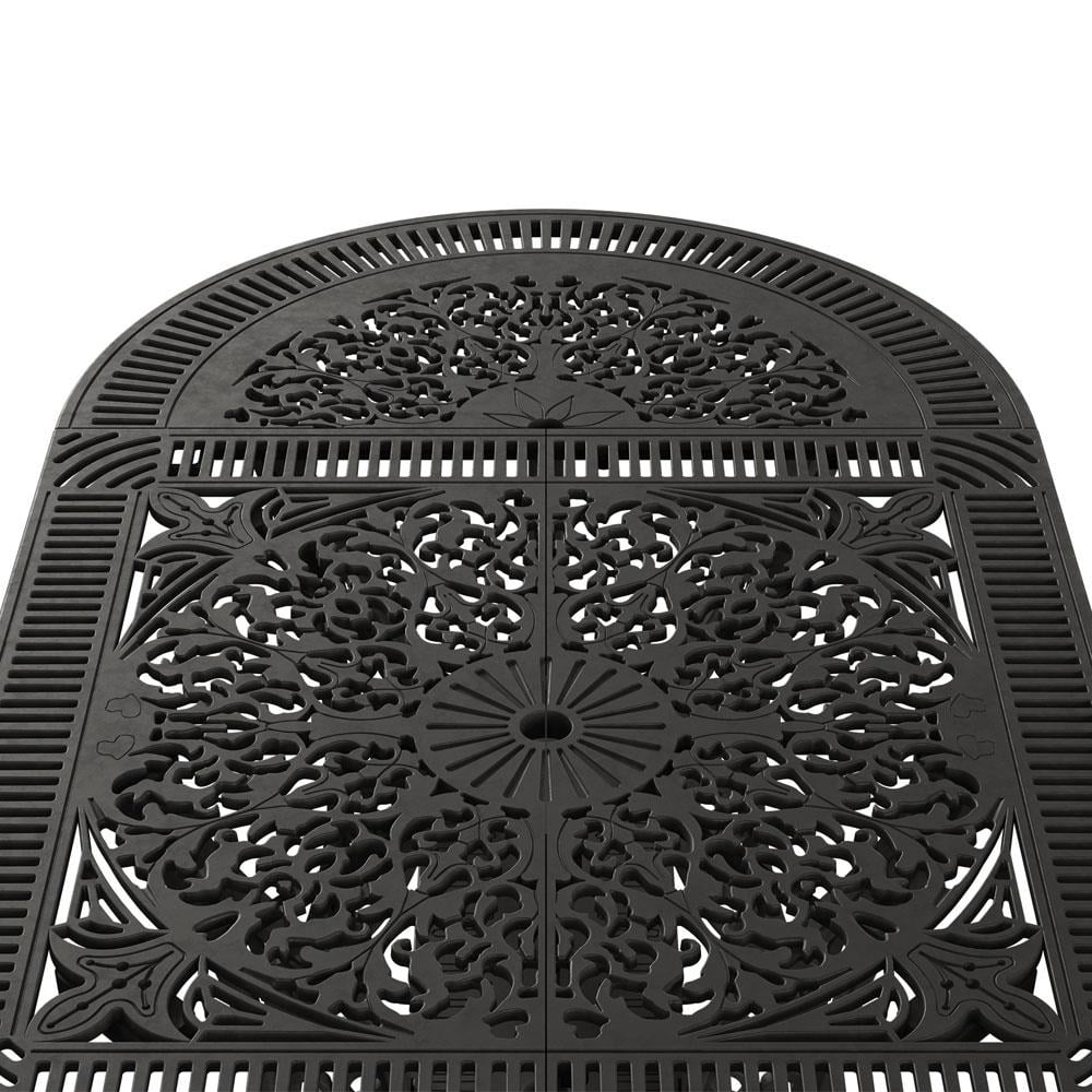 Alezy İstanbul Masa Takımı 90x150 cm Oval Masa 6 Adet İstanbul Koltuk Ferforje Görünümlü Set