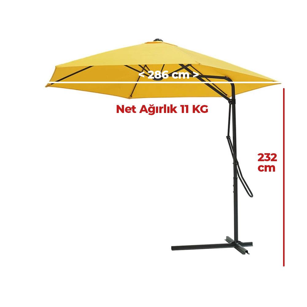 Alezy Katlanabilir Lamba Tipi Ampül Şemsiye Ø285cm Sarı | ID6423