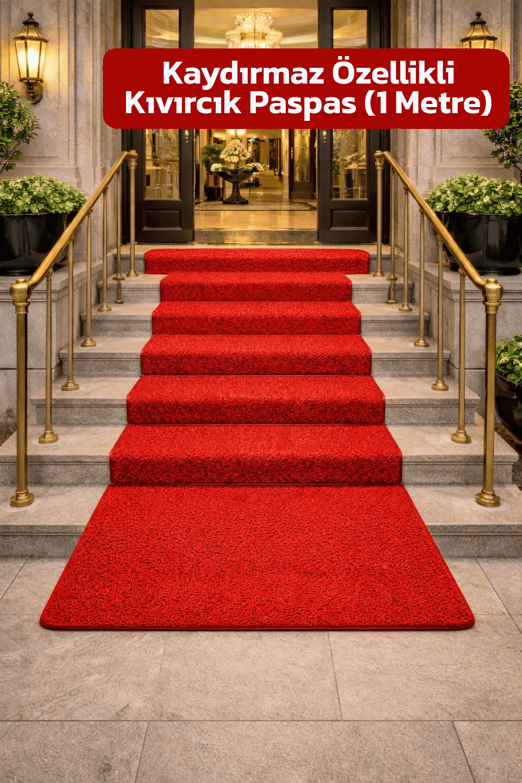 Alezy KPS Kaydırmaz Taban Kıvırcık Paspas Kapı Önü Paspası 1 Metre - Tüm Ebatlar