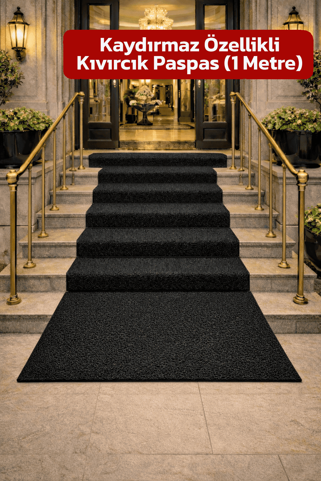Alezy KPS Kaydırmaz Taban Kıvırcık Paspas Kapı Önü Paspası 1 Metre - Tüm Ebatlar