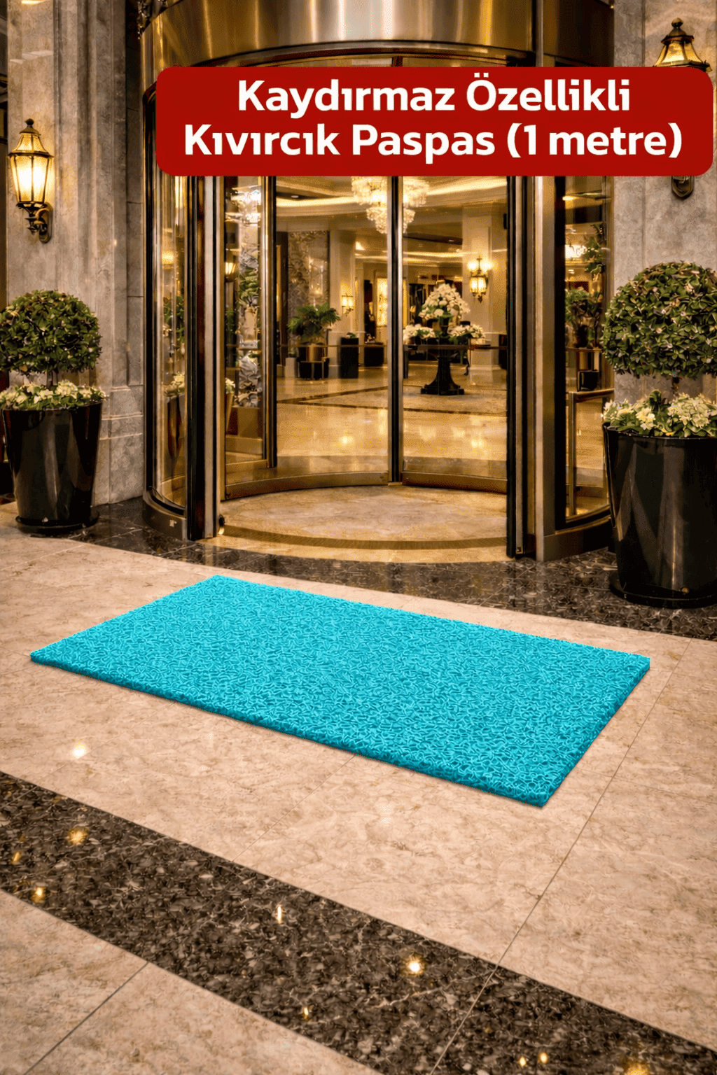 Alezy KPS Kaydırmaz Taban Kıvırcık Paspas Kapı Önü Paspası 1 Metre - Tüm Ebatlar