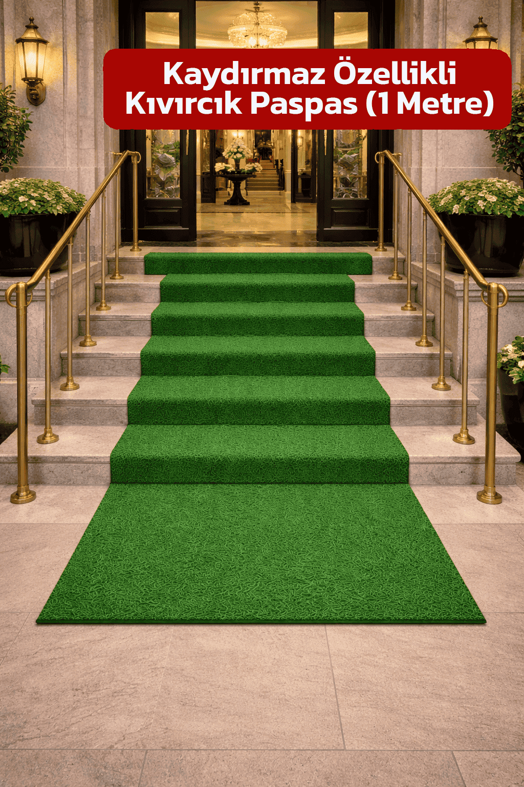 Alezy KPS Kaydırmaz Taban Kıvırcık Paspas Kapı Önü Paspası 1 Metre - Tüm Ebatlar