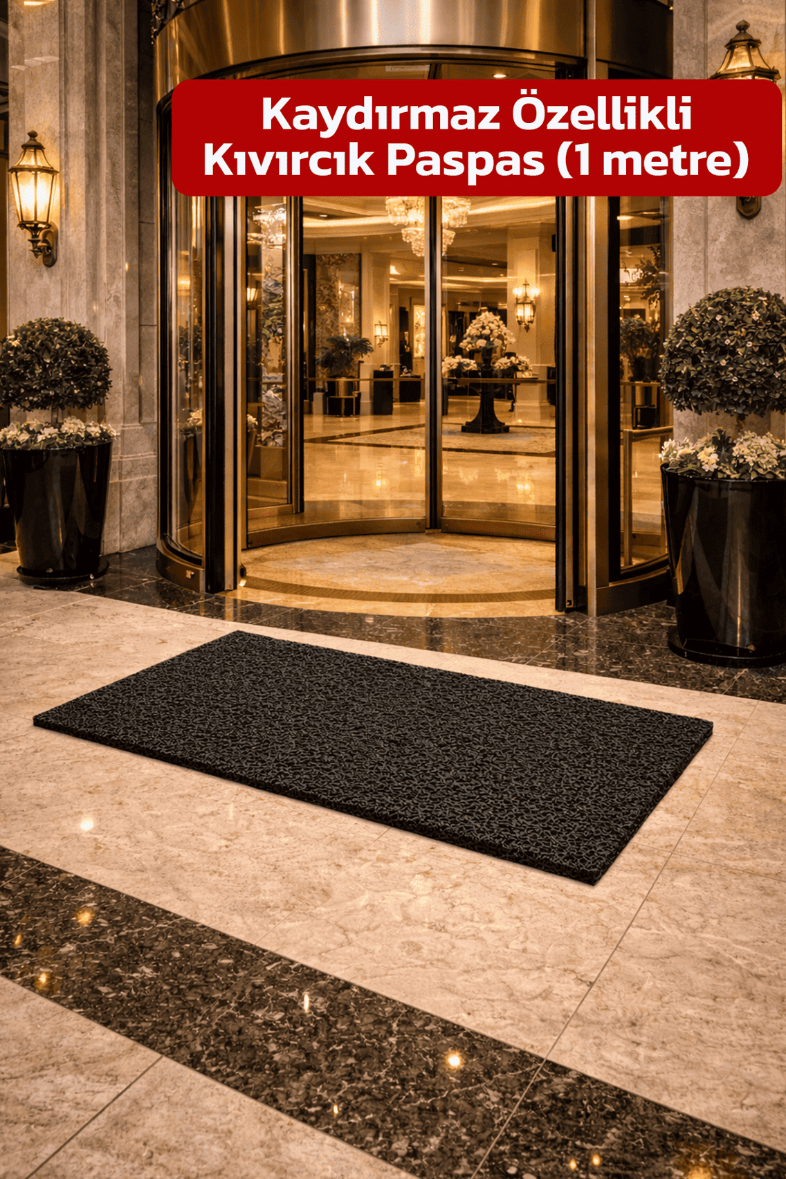 Alezy KPS Kaydırmaz Taban Kıvırcık Paspas Kapı Önü Paspası 1 Metre - Tüm Ebatlar