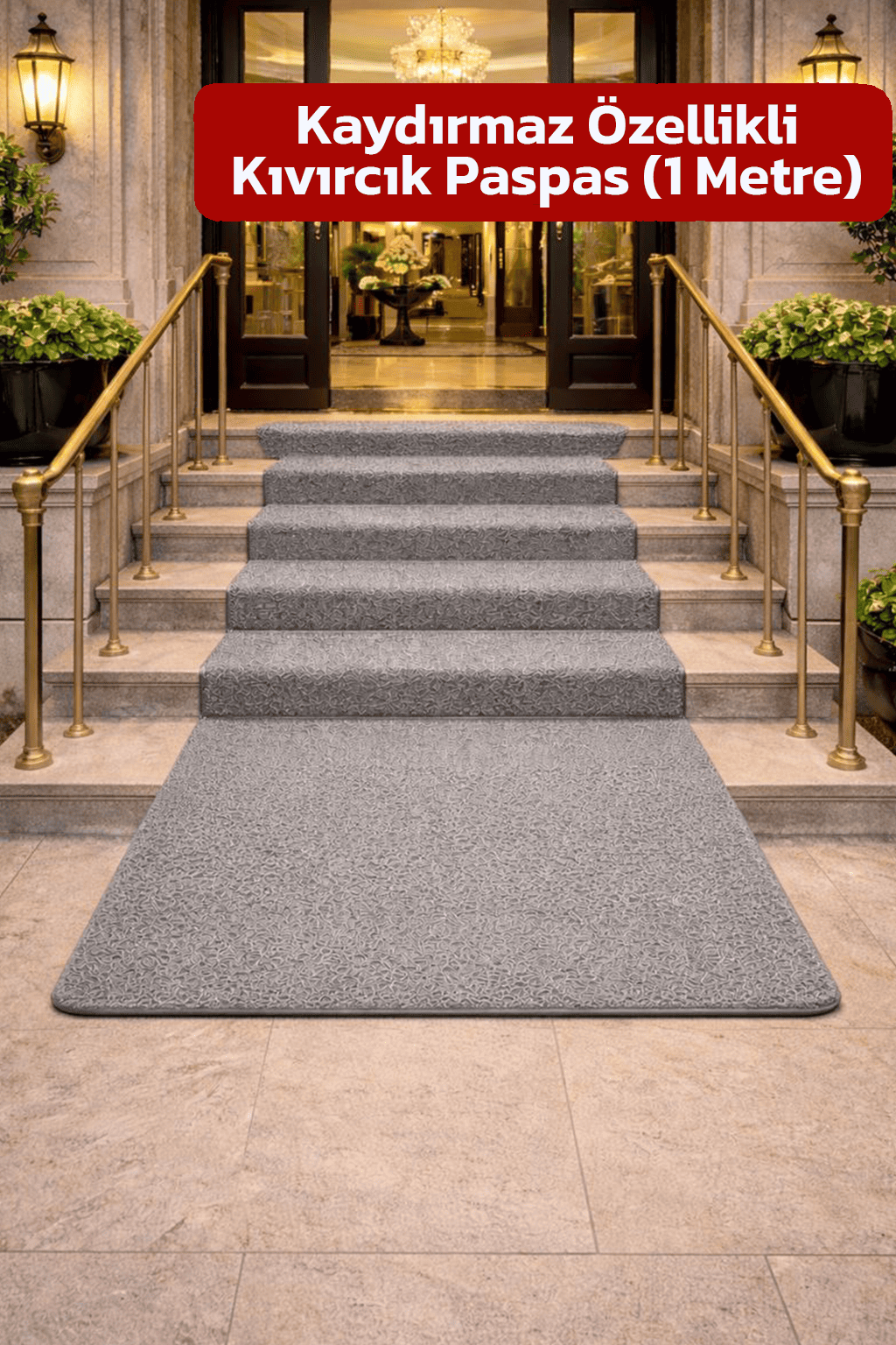 Alezy KPS Kaydırmaz Taban Kıvırcık Paspas Kapı Önü Paspası 1 Metre - Tüm Ebatlar