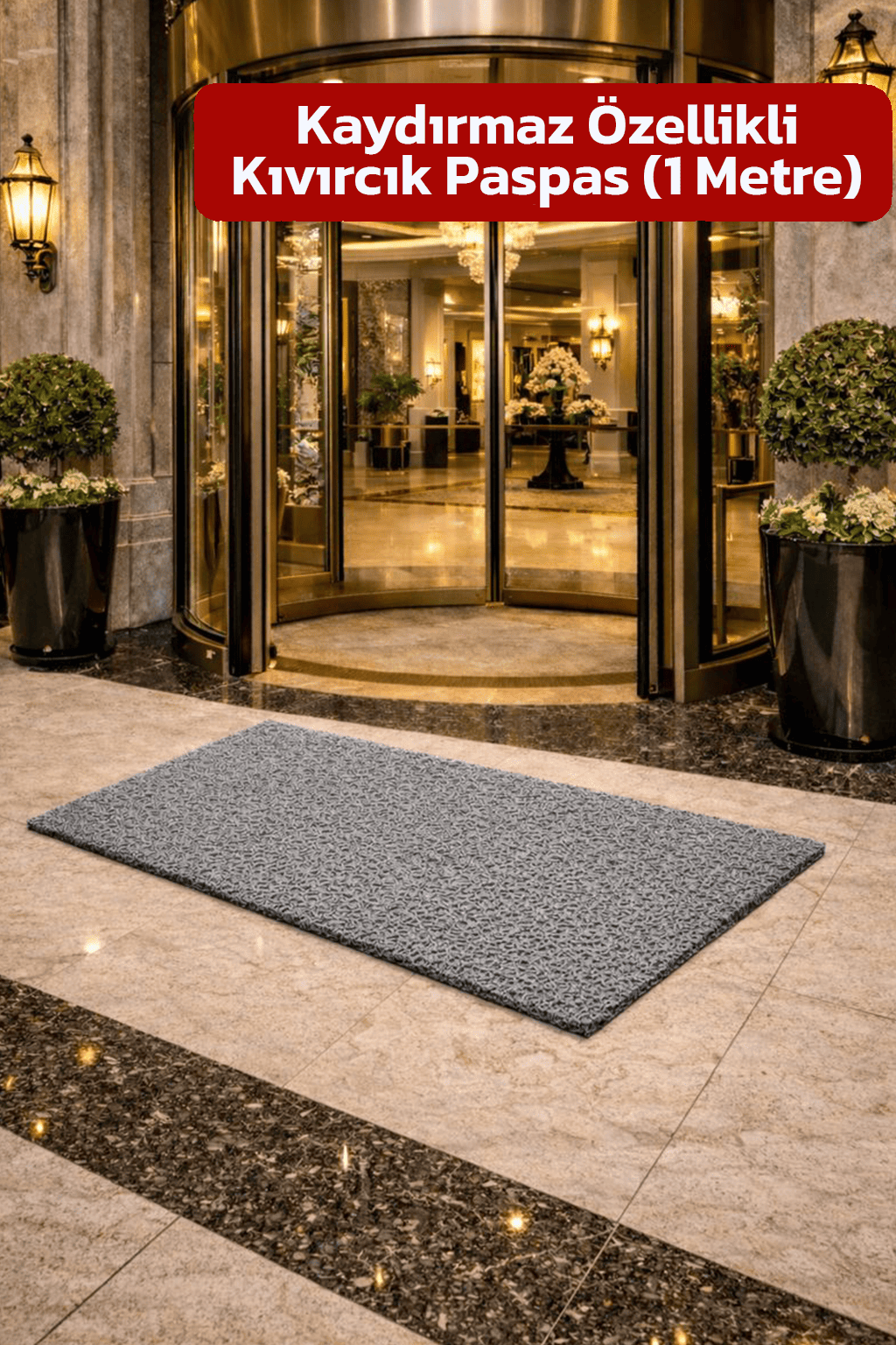 Alezy KPS Kaydırmaz Taban Kıvırcık Paspas Kapı Önü Paspası 1 Metre - Tüm Ebatlar