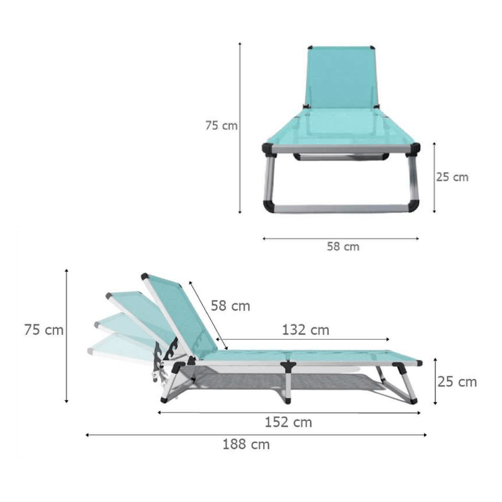 Alezy Myra 3 Kademeli Katlanır Fileli Şezlong | ID6561