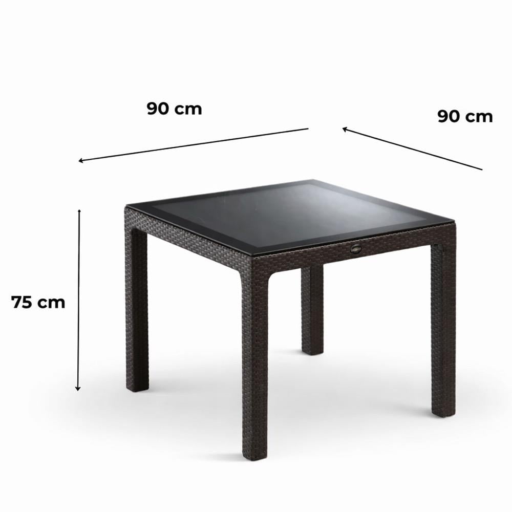 Alezy NST-002 Nirvana Bahçe Masa Takımı 90x90 Camlı Masa + 4 Koltuk | ID4630