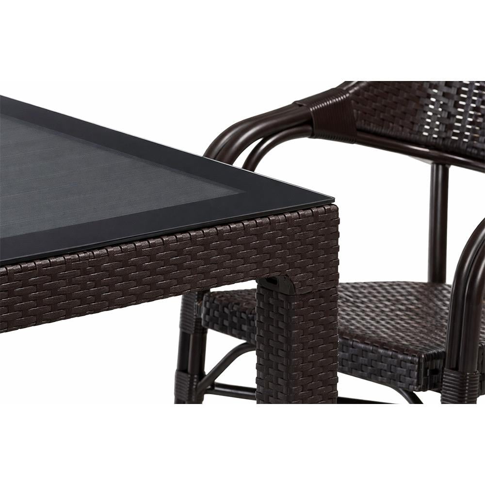 Alezy NST-002 Nirvana Bahçe Masa Takımı 90x90 Camlı Masa + 4 Koltuk | ID4630