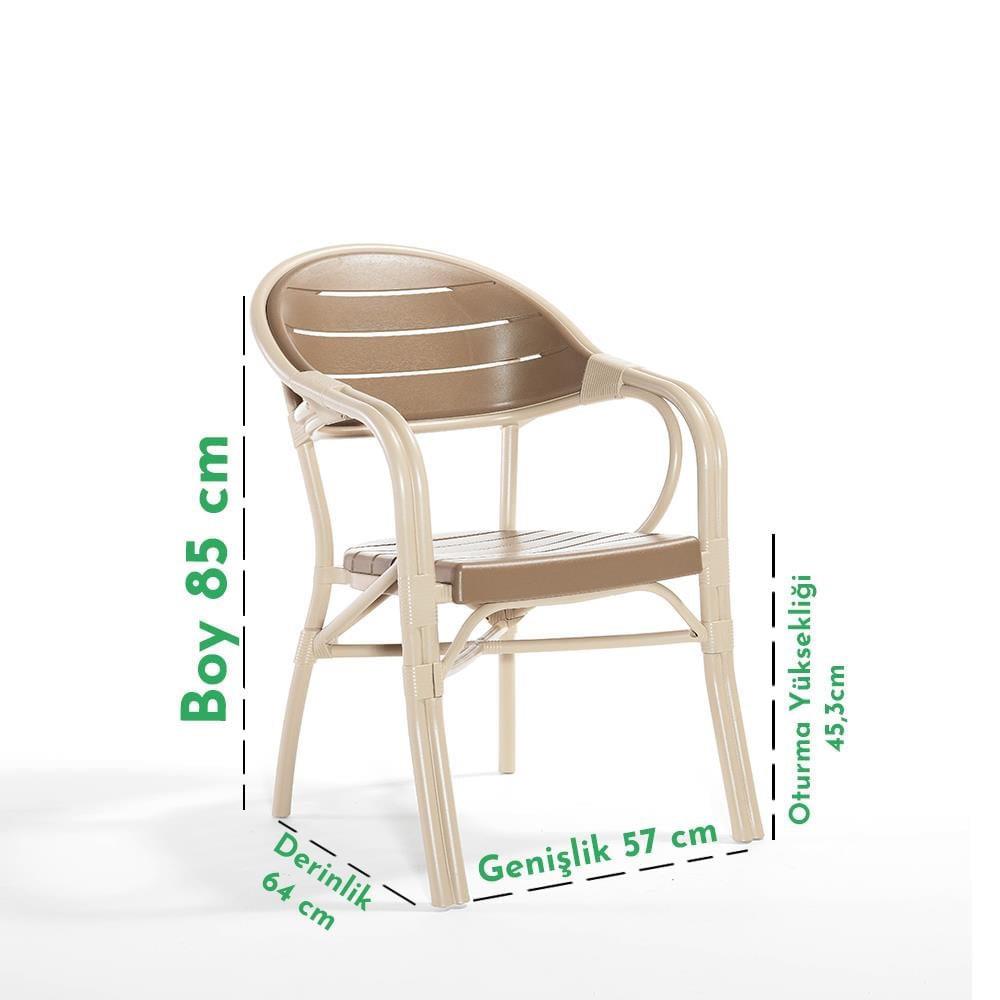 Alezy NST-003 Bamboo Bahçe Masa Takımı 90x150 Camlı Masa + 6 Koltuk | ID4638 