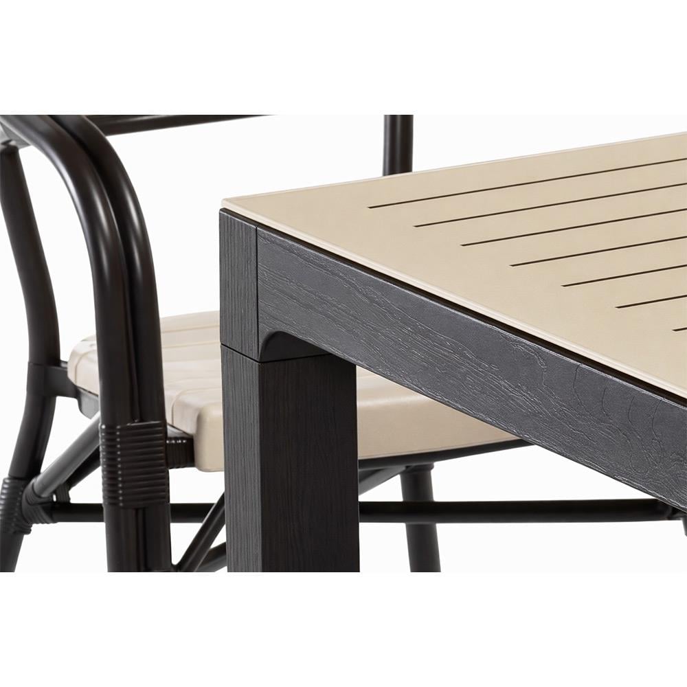 Alezy NST-003 Bamboo Bahçe Masa Takımı 90x150 Camlı Masa + 6 Koltuk | ID4638 