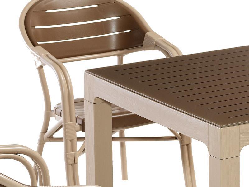 Alezy NST-004 Bamboo Bahçe Masa Takımı 90x90 Camlı Masa + 4 Koltuk | ID4634