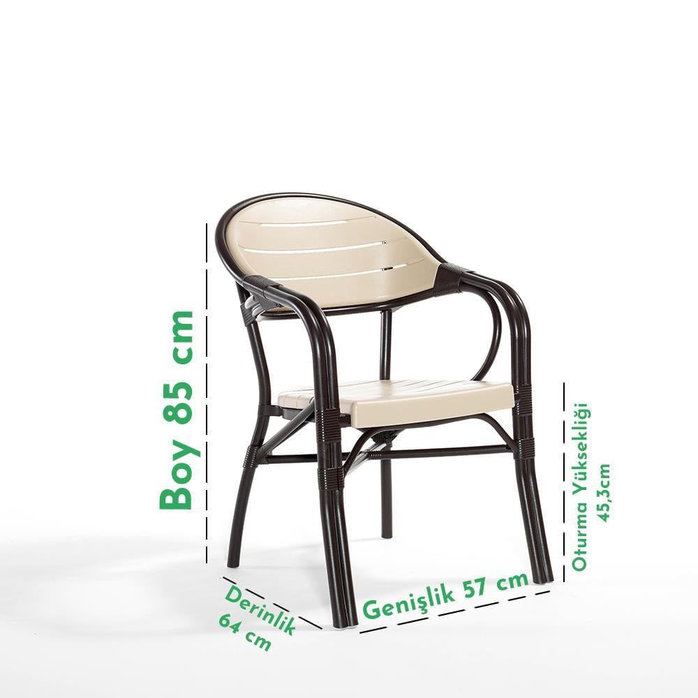 Alezy NST-004 Bamboo Bahçe Masa Takımı 90x90 Camlı Masa + 4 Koltuk | ID4634