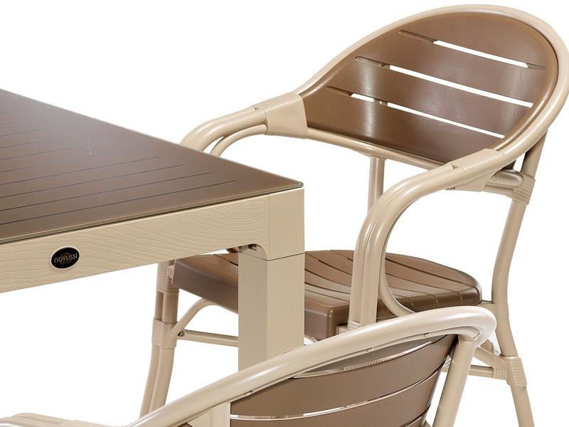 Alezy NST-004 Bamboo Bahçe Masa Takımı 90x90 Camlı Masa + 4 Koltuk | ID4634