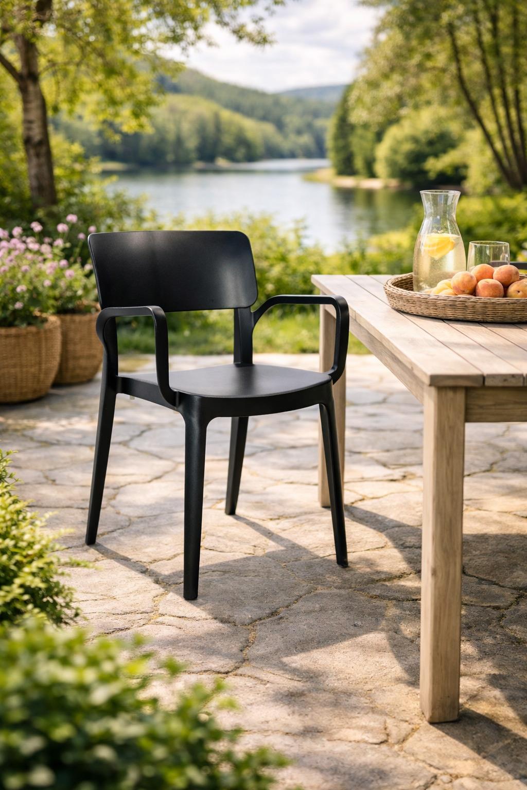 Alezy Panora Bahçe Balkon Sandalye Koltuk Siyah | ID6187