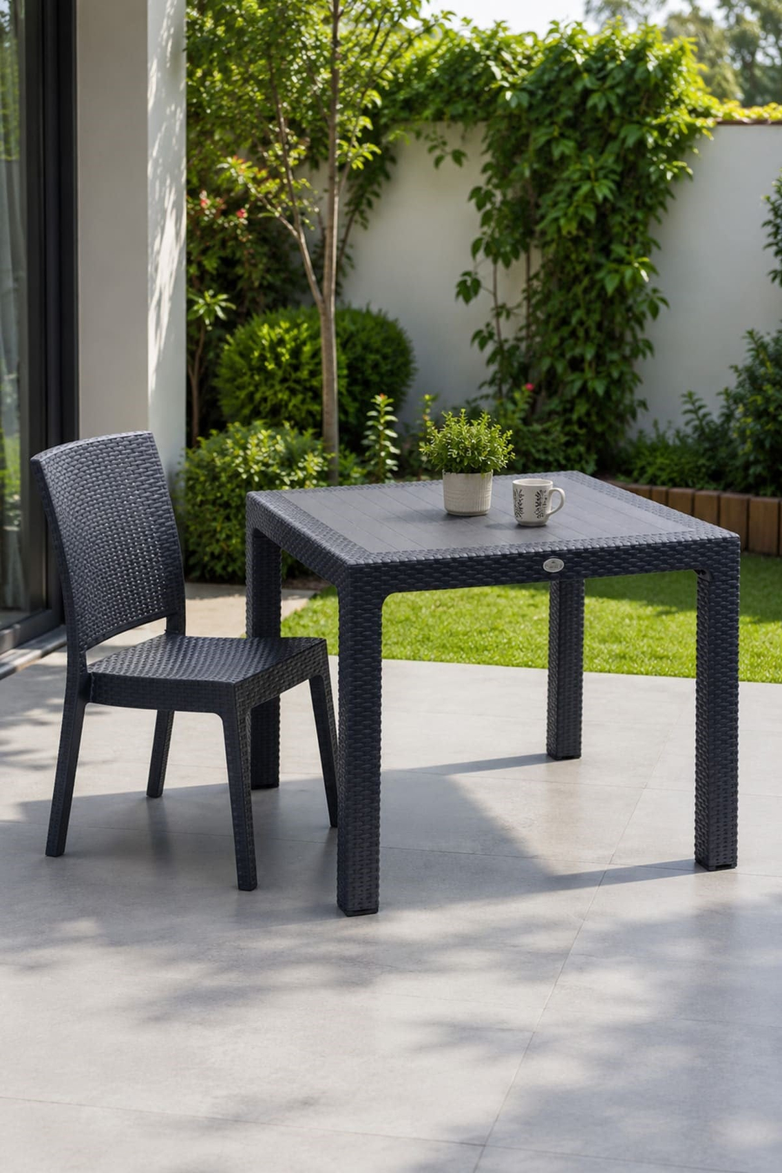 Alezy R001 Rattan Camsız Masa 90x90cm | ID1332