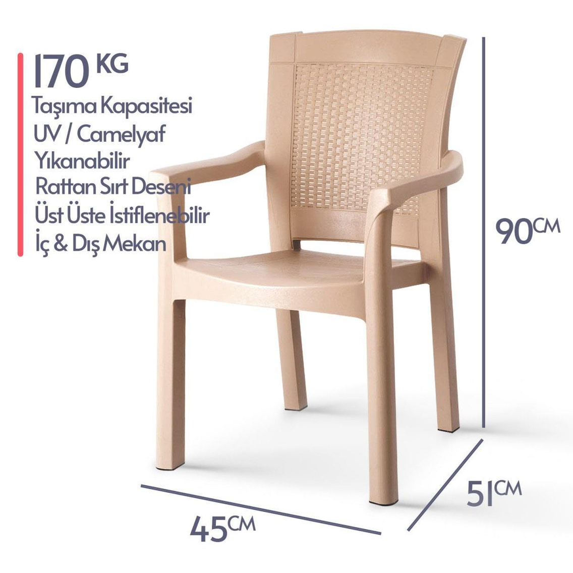Alezy R010 Roma Eko Rattan Koltuk Sandalye Cappucino