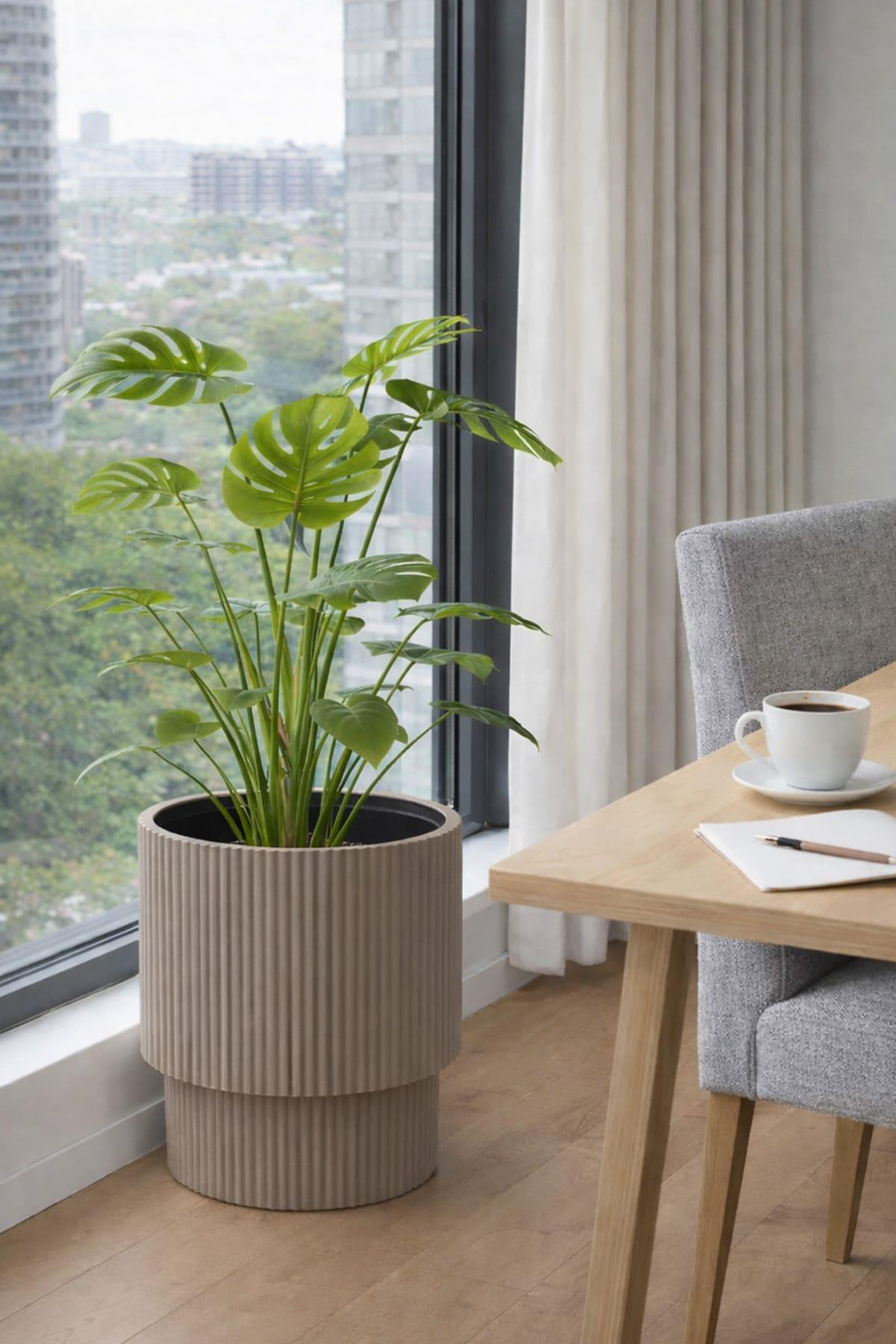 Alezy Vega Model İç Drenaj Hazneli Dekoratif Modern Saksı 30 lt