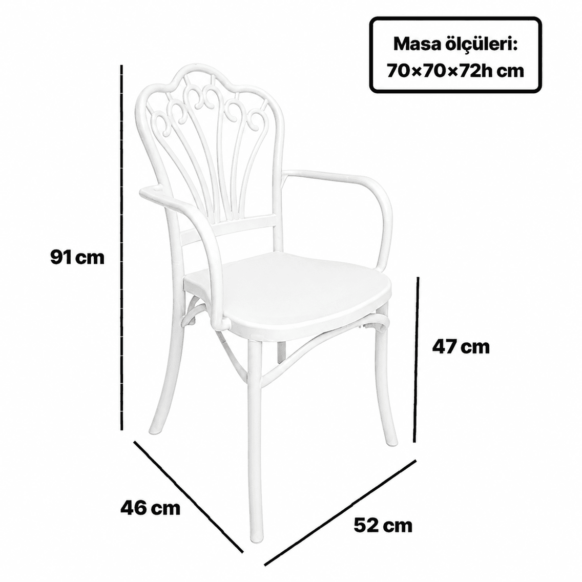 Alezy Viktory Plastik Masa Takımı (70x70 Masa + 2 Adet Sandalye)