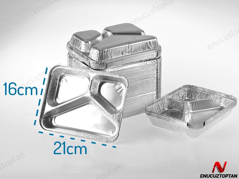 Alüminyum 3 Gözlü Üçgen Tabldot 100'lü Paket Kod:326L | ID1808