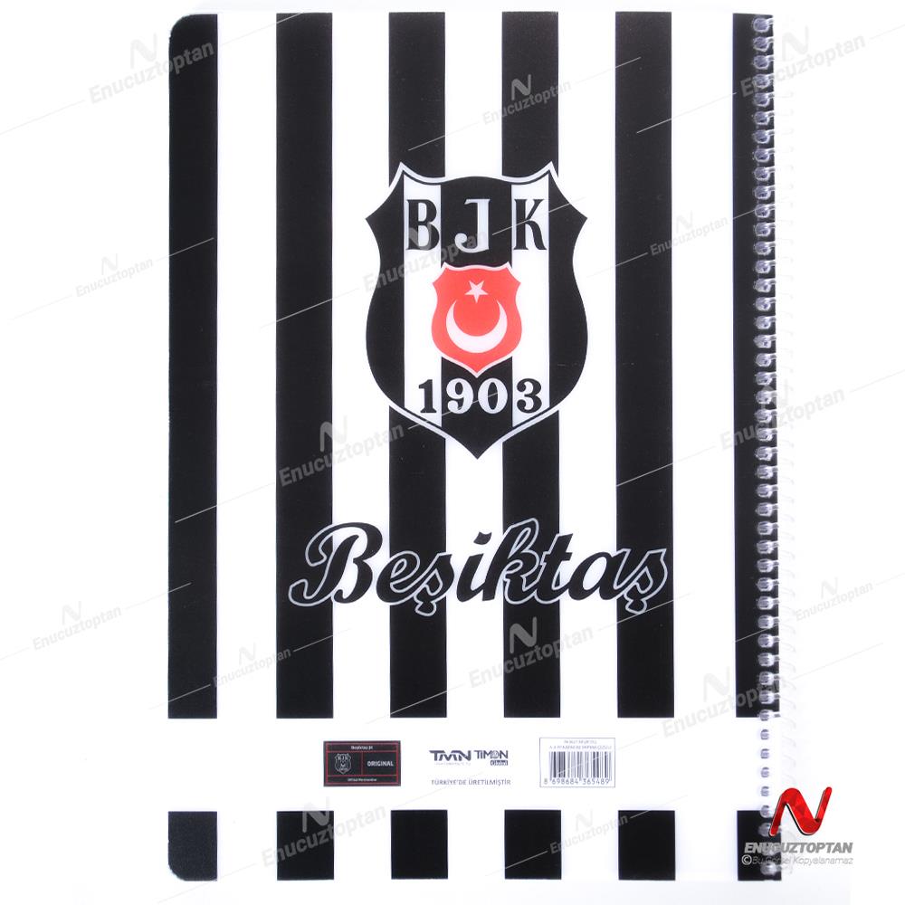 Beşiktaş BJK Lisanslı PP Kapaklı Sprialli Çizgili A4 Defter 80 Yaprak | ID5295