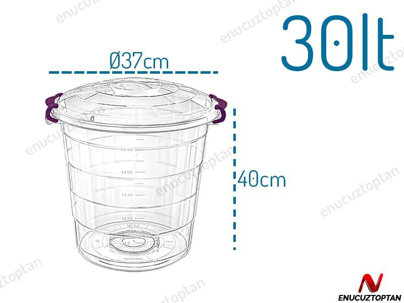 Bursev 1112 90 Tetris Kilitli Şeffaf Gıda Bakliyat Kovası 30 Litre | ID2319