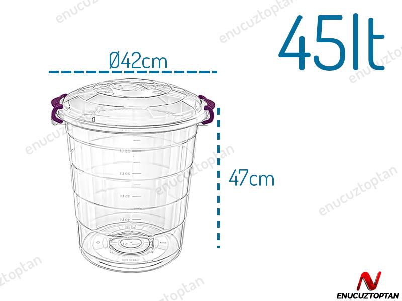 Bursev 1112 91 Tetris Kilitli Şeffaf Gıda Bakliyat Kovası 45 Litre | ID2320