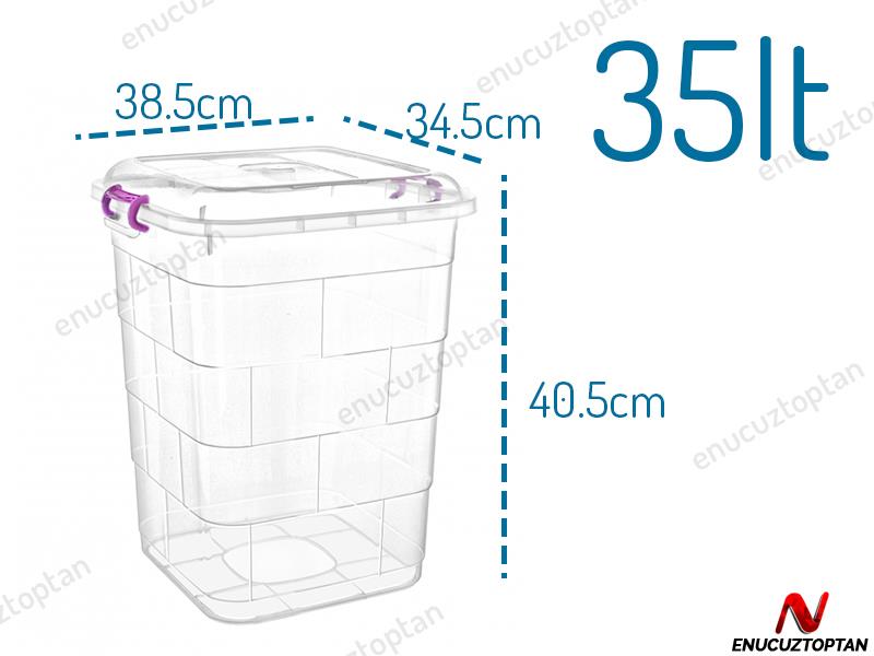 Bursev 1112 95 Şeffaf Kare Gıda Bakliyat Kovası 35 Litre | ID2307
